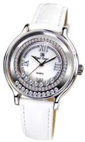 Gemorie White Genuine Leather Fashion with Cubic Zirconia in Rhodium Plating (128952-WT)