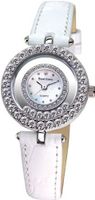 Gemorie White Genuine Leather Fashion with Cubic Zirconia in Rhodium Plating (128953)