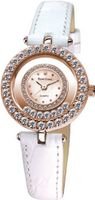 Gemorie White Genuine Leather Fashion with Cubic Zirconia in Rose Gold Plating (128953-RG)