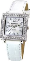 Gemorie White Genuine Leather Square with Cubic Zirconia in Rhodium Plating (128951-WT)