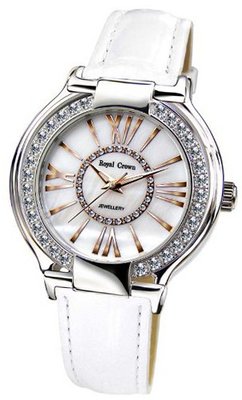 Gemorie White Genuine Leather with Cubic Zirconia in Rhodium Plating (128956-WT)