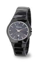 uGemorie Black Ceramic with 18K White Gold Plated Stainless Steel (118023-BK) 