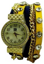DESIGNER INSPIRED WRAP AROUND BRACELET WATCH-BLUE/YELLOW