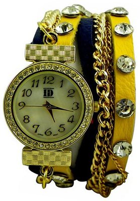 DESIGNER INSPIRED WRAP AROUND BRACELET WATCH-BLUE/YELLOW