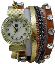 DESIGNER INSPIRED WRAP AROUND BRACELET WATCH-BROWN/GOLD