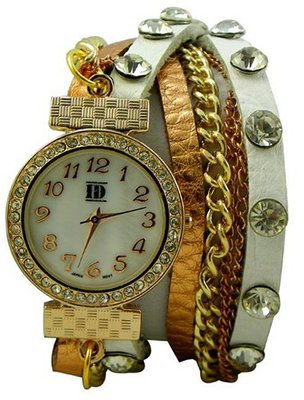 DESIGNER INSPIRED WRAP AROUND BRACELET WATCH-WHITE/ROSE GOLD