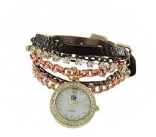 Geneva Platinum 12958012 Rhinestone Chain Studded Leather Bracelet -BLACK