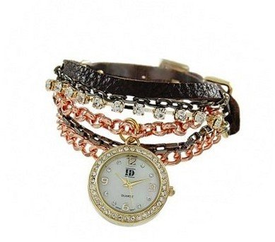 Geneva Platinum 12958012 Rhinestone Chain Studded Leather Bracelet -BLACK
