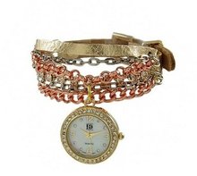 Geneva Platinum 12958012 Rhinestone Chain Studded Leather Bracelet -METALLIC GOLD