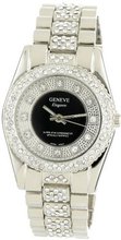 Geneve Elegante GEN-5063_Silv/Blk Classic Rhinestone Encrusted Silver