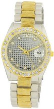 Geneve Elegante GEN-5068-TT Classic Rhinestone Encrusted Silver and Gold