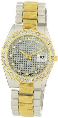 Geneve Elegante GEN-5068-TT Classic Rhinestone Encrusted Silver and Gold