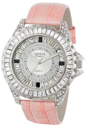 Geneve Elegante Unisex 5154_fuschia Swarovski Crystal Leather