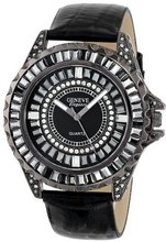 Geneve Elegante Unisex 5154_gunmetal Swarovski Crystal Leather