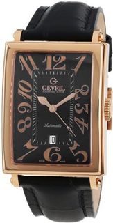 Gevril 5101A "Avenue of Americas" Leather Strap and Rose Gold-Plated Rectangular Dial Automatic