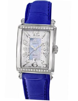 Gevril 6207NT.3B Blue Mother-of-Pearl Genuine Alligator Strap