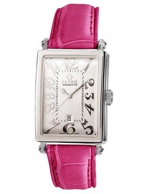 Gevril 7040N.10B White Guilloched Dial Genuine Alligator Strap