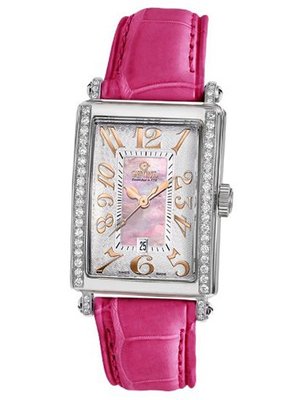 Gevril 7248RE.10B Pink Mother-of-Pearl Genuine Alligator Strap