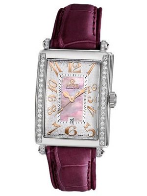 Gevril 7248RE.14F Pink Mother-of-Pearl Genuine Alligator Strap