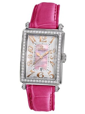 Gevril 7248RL.10B Pink Mother-of-Pearl Genuine Alligator Strap