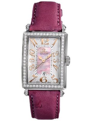 Gevril 7248RL.14E Pink Mother-of-Pearl Genuine Ostrich Strap