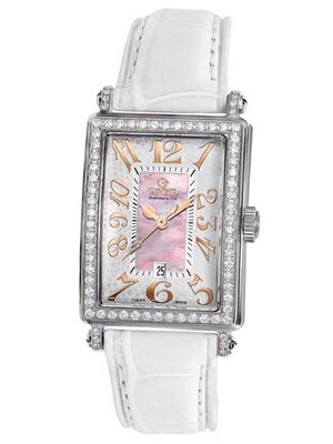 Gevril 7248RV.1 Pink Mother-of-Pearl Genuine Alligator Strap