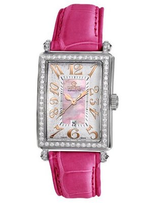 Gevril 7248RV.10B Pink Mother-of-Pearl Genuine Alligator Strap