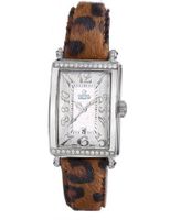 Gevril 7249NT.11 White Mother-of-Pearl Genuine Leather Leopard Fur Top Strap
