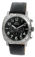 gino franco 910BK Round Chronograph Stainless Steel Genuine Leather Strap