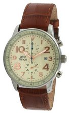 gino franco 911BR Volare Round Multi-Function Stainless Steel Genuine Leather Strap