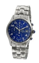 gino franco 944BL Round Stainless Steel Chronograph Bracelet