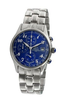 gino franco 944BL Round Stainless Steel Chronograph Bracelet