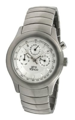 gino franco 961SL Round Stainless Steel Chronograph Bracelet