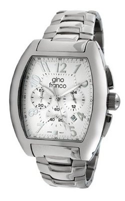 gino franco 9642SL Barrel Shaped Stainless Steel Chronograph Bracelet