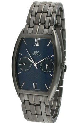 gino franco 966BL Multi-Function Gunmetal Ion-Plated Stainless Steel Bracelet