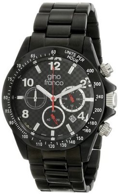 gino franco 9688BK Rogue Round Chronograph Black Ion-Plated Bracelet