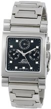 gino franco 971BK Square Stainless Steel Multi-Function Bracelet