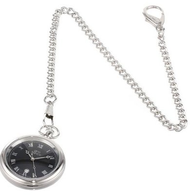 gino franco 990BK Round Stainless Steel Black Dial Pocket