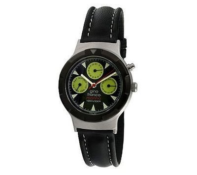 Gino Franco Multifunction Black Leather Strap