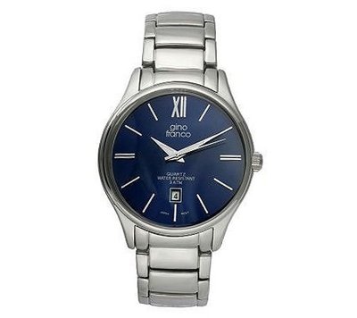 Gino Franco Stainless Steel Bracelet - Blue Dial