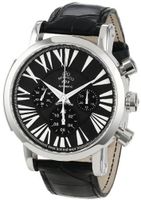 Gio Monaco 120-A oneOone Automatic Black Dial Alligator Leather Chronograph