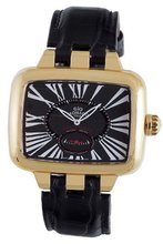 Gio Monaco 215G-A Hollywood Rectangular Rose Gold PVD Black Alligator Leather