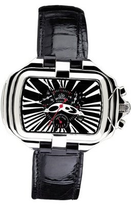 Gio Monaco 280-A PrimaDonna Rectangular Black Alligator Leather Chronograph