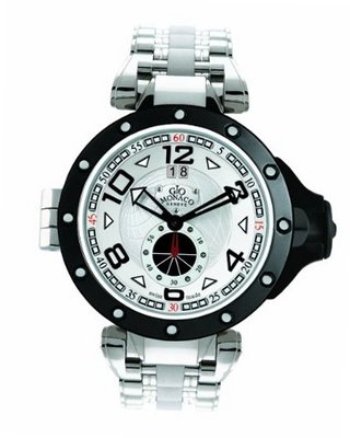 Gio Monaco 477 Obloide Silver Dial Big Date Steel and Black PVD