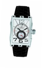 Gio Monaco 581-A Mac V Rectangular Silver Dial Alligator Leather Date