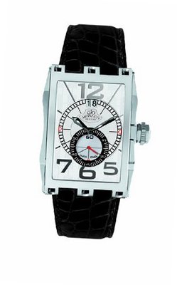 Gio Monaco 581-A Mac V Rectangular Silver Dial Alligator Leather Date