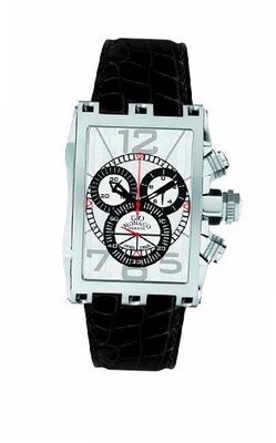 Gio Monaco 611-A Mac V Rectangular Silver Dial Alligator Leather Chrono