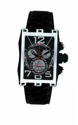 Gio Monaco 620-A Mac V Rectangular PVD Coated Side Black Dial Chrono