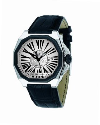 Gio Monaco 707-A Medusa Octagon Black PVD Bezel White Dial