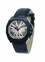 Gio Monaco 710-A Medusa Octagon Black PVD White Dial Alligator Leather
